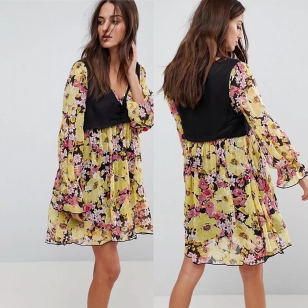 Free People Alice Mini Vest Floral Dress XS